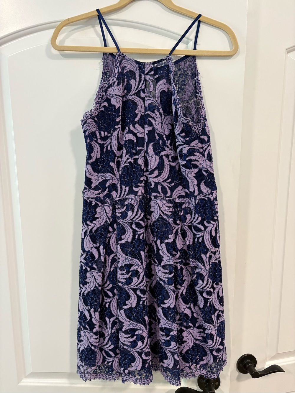 Francesca's Collections Lavender and Navy Lace Mini Dress - Picture 4 of 9